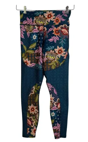 Johnny Was Bee Active Leggings Small Multi Floral Pull On Boho Gym Workout Color