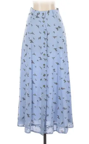 Ganni NWT Floral-Print Georgette Maxi in Blue Button Front Skirt 32 / 0