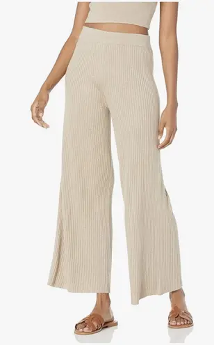 Wide Leg Sweater Pants Tan Size M