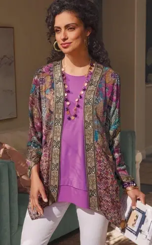 Soft Surroundings Ambrosia Topper Open Cardigan *size unknown Beaded Trim Kimono