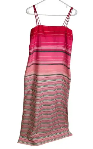 Vintage Nat Kaplan Couture Midi Dress Pink Stripes Size 6