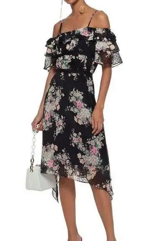 Walter Baker Hansen Asymmetrical Hem Open Shouldee Floral Spring Dress NWT sz 10