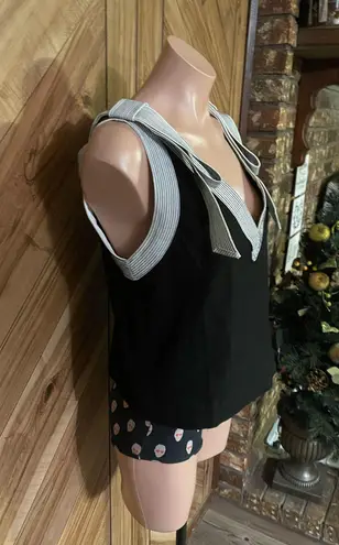 Maeve Anthropologie Size XS Black Bow Straps Sleeveless Blouse