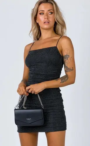Princess Polly Reeva Shimmer Sparkle Ruched Bodycon Mini Dress Size 2