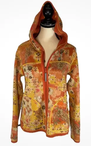 Nepa Italy Jacket Reversible Orange Floral Contrast Stitching Size Medium Boho