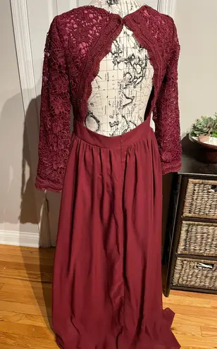 Lace Chiffon Long Sleeves V