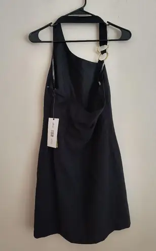 Future Collective Black Linen Blend Halter Mini Dress Size 8