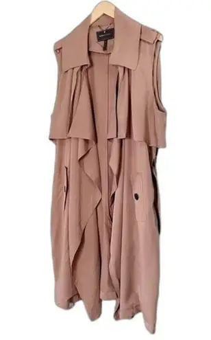 BCBGMAXAZRIA  Brielle Sleeveless Belted Trench Coat Mocha Beige Womens Size Large