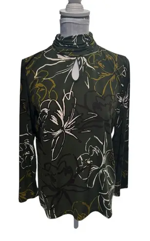 Susan Graver Green Floral Blouse Size S