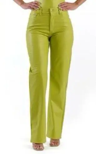 Naked Wardrobe Lime Green Straight-Leg Pants