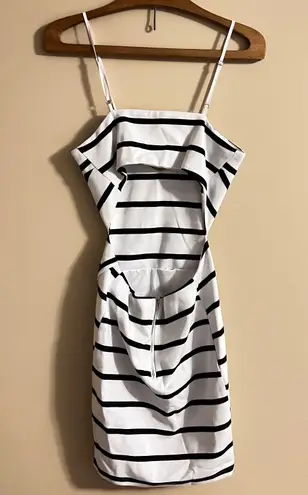 WYLDR White & Black Striped Cut Out Mini Dress