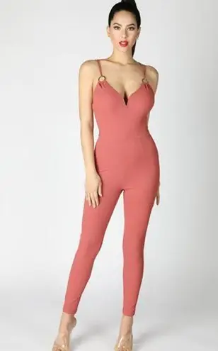 NIKIBIKI New Brick Red Skinny Strap Ribbed Jumpsuit