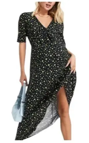 Asos Maternity Ditsy Floral Print Short Sleeve Maxi Dress Black Size 10 Bohemian