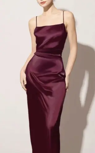 RIHOAS The Red Back Slit Satin Sling Maxi Dress 2 Size L