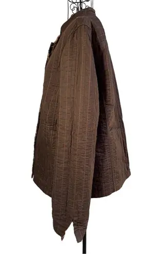 Reversible Autumn Fall Foliage Colors Button Front Quilted Jacket Size XL Brown