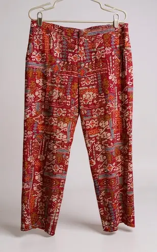Coldwater Creek Women's Size 12 Printed Pants Red Multi Color Patchwork Pattern