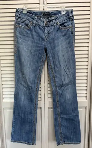 Silver Jeans Suki 17" Surplus Light Wash Low Rise Embroidery Size 31x33 Western