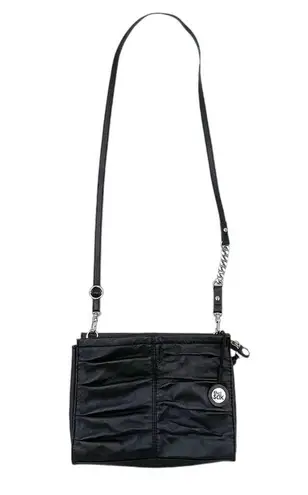 The Sak Charleston Leather Demi Clutch Crossbody Bag Black Onyx Pleated Purse