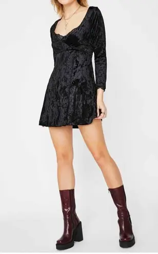 Free People  Kay Velvet mini dress in black