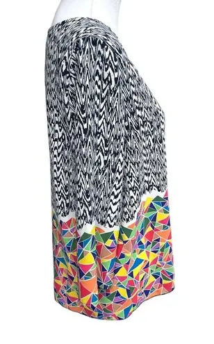 Allison Joy Geometric Shapes Pattern 3/4 Sleeve Blouse Multi Color Size Large