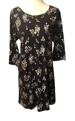 Nine Britton Sklyee black and cream ditzy floral Brush Knit Dress Black 1X
