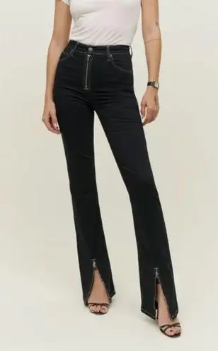 Reformation  Toby Zip Front High Rise Bootcut Denim Black Sz 26