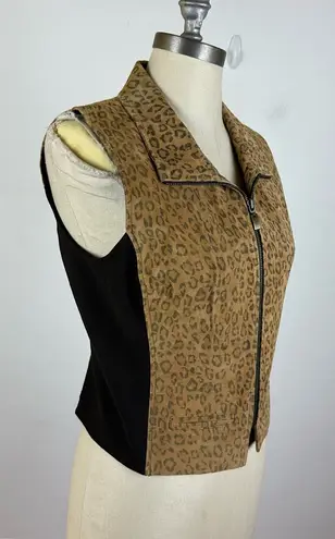 NWT Margaret Godfrey Leather Leopard Print Vest Tan Size L