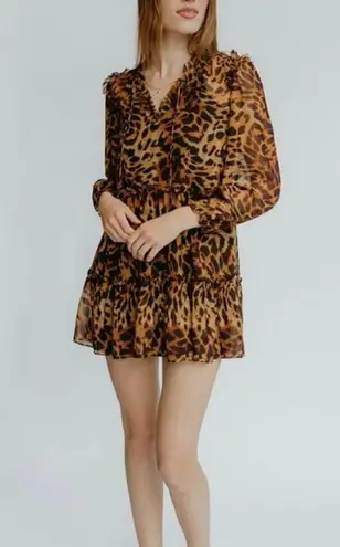 Generation Love NEW NWT The Janelle Long Sleeve Mini Dress in Wild Leopard Small