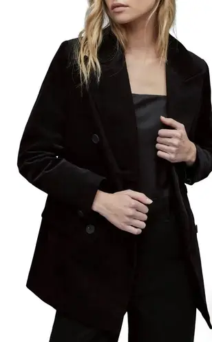 ALLSAINTS Black Adlai Corduroy Double Breasted Blazer Jacket