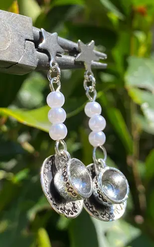 Handmade tea cup unique fun fairy antique style dangle earrings☕️🍃🌀