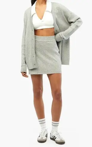 We Wore What NWT Cable Knit Mini Skirt in Light Heather Grey Size XL