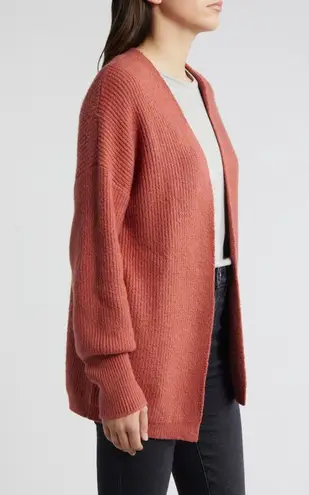 Treasure & Bond Rib Bishop Sleeve Cardigan Rust Marsala NWT XS