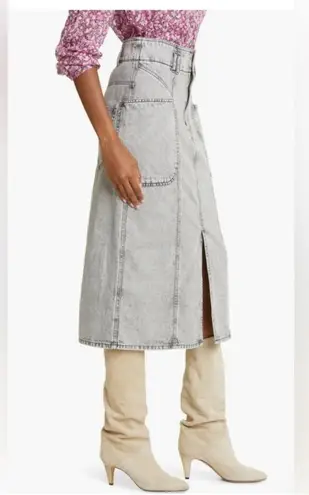 Isabel Marant Étoile Toria Denim Midi Jean Skirt in Washed Gray Size FR 34 NWT