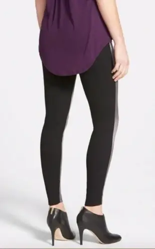 Lysse Sophie Satin & Ponte Knit Control Top Leggings Gray Black Size S