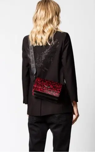 Zadig & Voltaire Lolita Leo Animal Print Cross Body Bag Leather Black Red Edgy