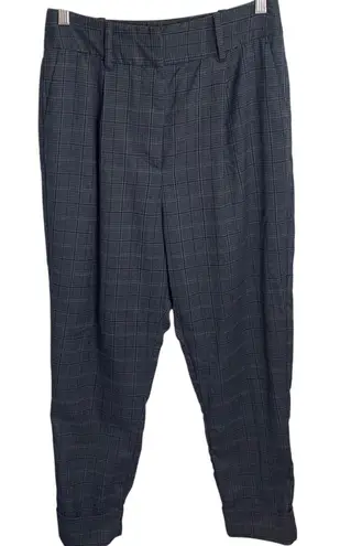 Frank And Oak Women’s Checked Plaid Tapered High Rise Cuffed Pants W