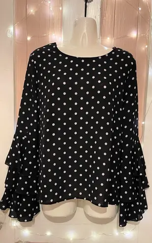 Black and White Polka Dot Women's Top by Fashion Apparel Size L