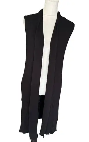 Premise Studio Long Ribbed Black Knit Longline Open front Cardigan Sweater XL