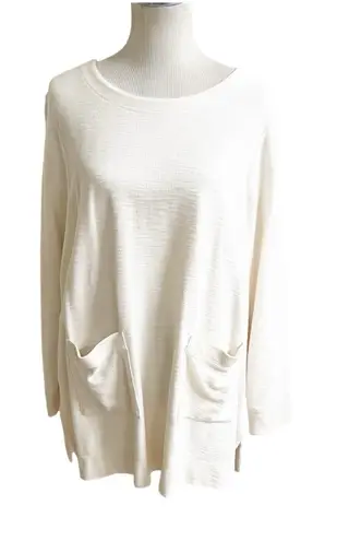 J. Jill Textured Jumper Tunic Big Pockets Size XL Cream Lagenlook Minimalist