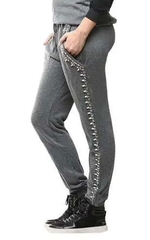 Hemant and Nandita Embellished Chrystal Charcoal Gray Sweatpants Joggers XS