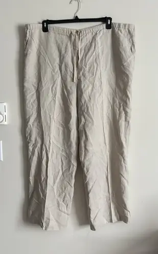 Kate Hill Casual XL Flax Linen Pants Beige Oatmeal Quiet Luxury Coastal Casual