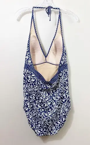 L.L.Bean  Floral/Polka Dot Navy/White One Piece Swimsuit