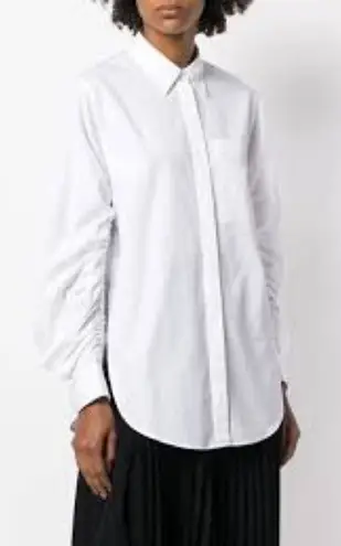 3.1 Phillip Lim Ruched Long Sleeve Denim Chambray Button Down Shirt Size 8 - Image 1