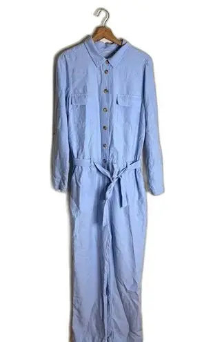 Soft Surroundings ladies Kerry jumpsuit linin blend button up cute soft size 10