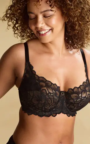 Panache Allure Full Cup Bra Black Lace 32F 32DDD New