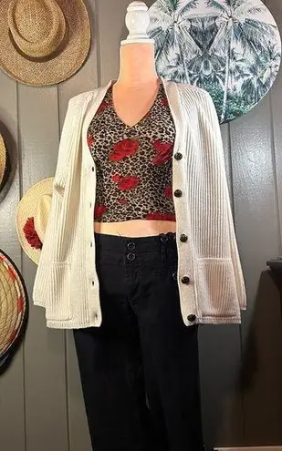 Vintage Chunky Knit Cardigan Medium White