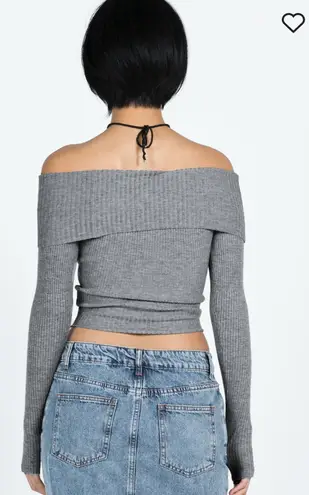 Princess Polly Gray Off the Shoulder Sweater 