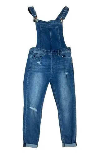 Kancan womens large denim overalls cuffed cute basic casual jean Blue