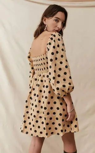 Faithfull the Brand Dallia Linen Mini Dress, Biscuit Emelda Dot, Small