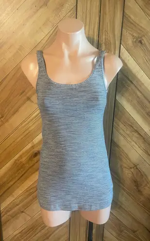 Lululemon Gray And White Striped Tank Top